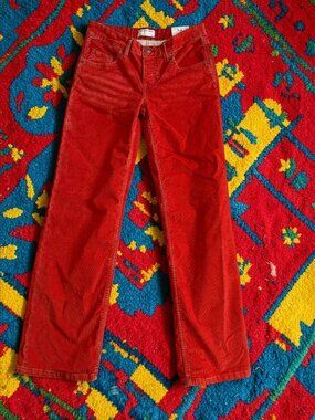 WE THE FREE Orange Corduroy Tennessee Low Rise Boyfriend Pants Size 25 NEW NWT